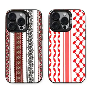 P-Palestine H-Hattah K-Keffiyeh Pattern Phone Cases For iPhone 17 Promax Pro Air 16 Plus 15 14 13 12 11 Black IMD Mattle Shockproof Dustproof Protective Cover Shells