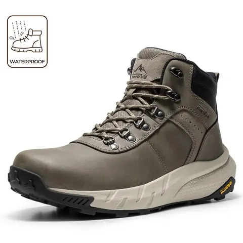 【Fall Deals】NORTIV 8 Men's Waterproof Mid-Height Hiking Boots - Durable Outdoor Hiking & Camping Shoes with Lightweight DriftShield Nylon/TPU/Oxford Fabric, Mesh Lining, Vegan Leather-Mesh Insole, EVA Components, MD-Rubber All-Weather Grip You Trust Outso