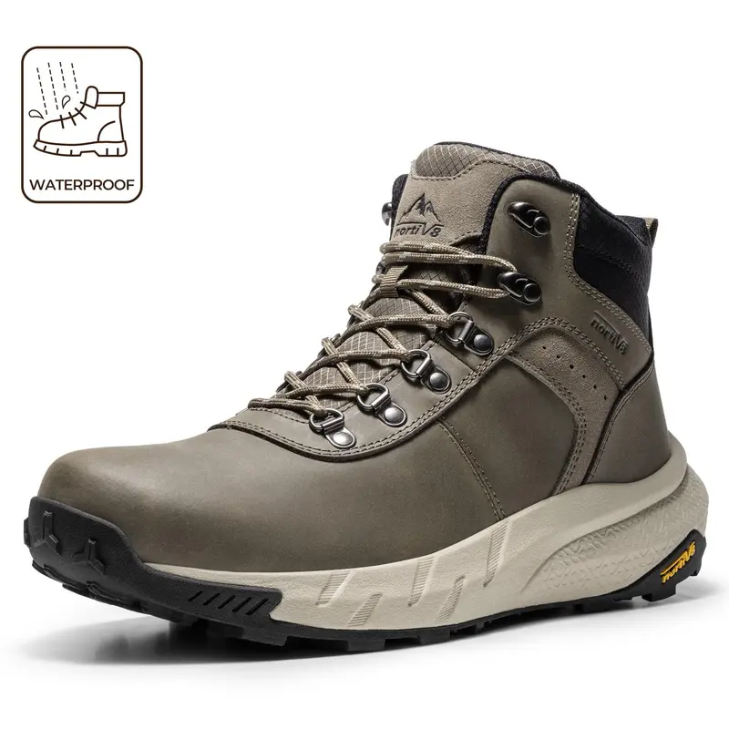 【Fall Deals】NORTIV 8 Men's Waterproof Mid-Height Hiking Boots - Durable Outdoor Hiking & Camping Shoes with Lightweight DriftShield Nylon/TPU/Oxford Fabric, Mesh Lining, Vegan Leather-Mesh Insole, EVA Components, MD-Rubber All-Weather Grip You Trust Outso
