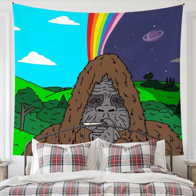 Cartoon Gorilla Pattern Tapestry, 1 Count Wall Hanging Tapestry, Funny Tapestry, Wall Decor for Home Living Room Bedroom Dormitory Gym