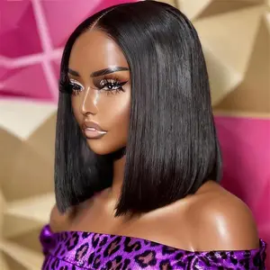 Upgraded Bob Wig Human Hair 2x6 HD Lace Closure Wigs Human Hair 220% Density Bob Wigs 15A Straight Wig HD Lace Pre Plucked Tiny Knots (12inch, 2x6 Glueless Wig)