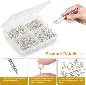 Small Screw Eye Pins 700PCS Jewelry Making 3 Sizes Mini Eyelet Screws Charm Bead Supplies Eyelet Pins Hooks