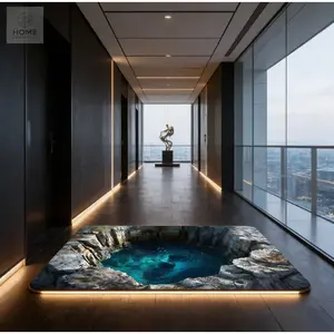 (Visual floor mats)3D Stereoscopic Visual Crystal Velvet Floor Mat, Stain-Resistant Wear-Resistant Non-Slip Foot Mat for Bathroom and Home Bathmat