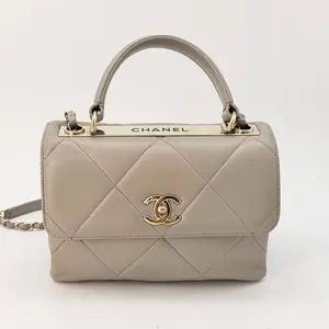 Pre-owned CHANEL lambskin Crossbody Bags Small Trendy CC Flap Bag Grey Crossbody Bag Lambskin