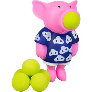 Pig Ball Popper Toy - Holiday Stocking Stuffer Includes 4 Soft Foam Balls - Squeeze to Pop Air Powered Balls Up to 20 Feet - for Indoor/Outdoor Play - Gift for Kids, Girls, Boys