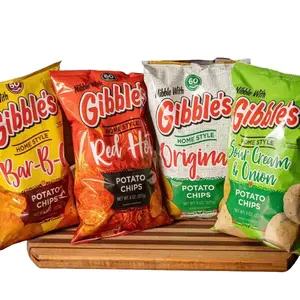 Gibbles Potato Chips nibble with Gibble’s Variety Bundle (4packs -8oz bags) Snack Natural Crispy Crunchy