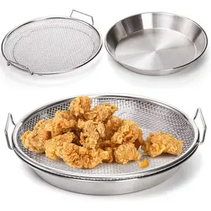 Stainless Steel Oil Filter Cooling Rack and Tray, Ideal for Frying, Vegetable Washing, Grilling, Kitchen Accessories, Perfect for BBQ Enthusiasts