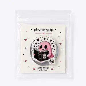 Kawaii Ghost Reader Phone Grip Dark Romance Book Phone Holder Magnetic Phone Stand for iPhone Android Spooky Cute Gift Accessory