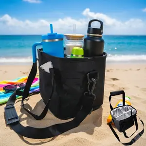 Family Size 4 Compartment Drink Bag, Multiple Tumbler Carrier Caddy, with Adjustable Strap, 4 Compartment Insulated Drink Holde, for Hiking, Walking, Sports, Family Outings & Daily Use