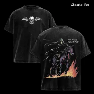 Avenged Sevenfold Band Tee Washed – Vintage Acid Wash Heavy Cotton Oversize Unisex Rock Band T-Shirt, Retro Y2K Metalcore Streetwear Top, A7X Tour Merch Menswear for Fans