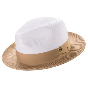 Camel Two Tone Wide Brim Fedora Hat by Montique