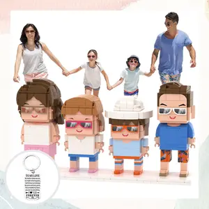 Mother's Day Gift Full Body Customizable 4 People Custom Brick Figures Small Particle Block with Keychain Set Creative Accessories