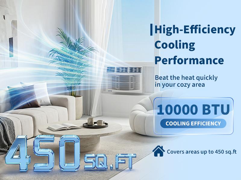 Garvee Window Air Conditioner, 8000 BTU Compact AC Unit, Energy Saving Window AC, Smart AC with 3 Modes Cool Dry Fan Speed Control,Cools Up to 350 Sq.Ft,115v Mini Air Conditioner for Bedroom,Office,Home