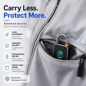 Fingerprint Smart Padlock – Keyless Biometric Lock with USB-C Rechargeable Battery for Gym Lockers, Backpacks, Luggage & Storage