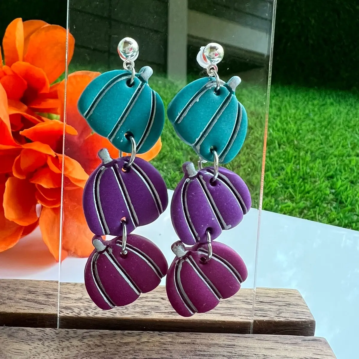 Handmade Pumpkin Polymer Clay Earrings