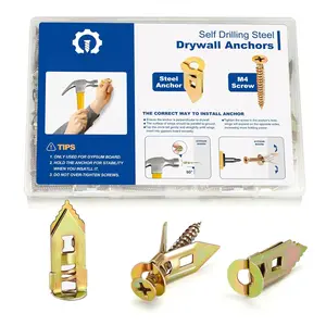 Self Drilling Drywall Anchors with Screws Kit - 200 count Heavy Duty Metal Expansion Anchors for Sheetrock, No Drill Needed, 50lb Rating, 2026 Upgraded Anti-Strip Design