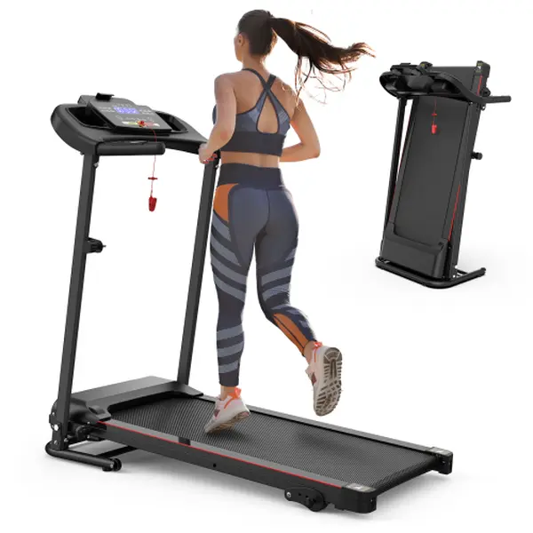 [SAYGOGO] Folding Electric Treadmill with Incline, 2.5 HP Motor, 12KM/H Max Speed, Bluetooth Music, Cup Holder, Heart Rate Sensor, Steel Frame, 265 Lbs Max Weight, Treadmills for Home Indoor Gym Fitness, Home Workout Machine, Cardio Exercise Machine