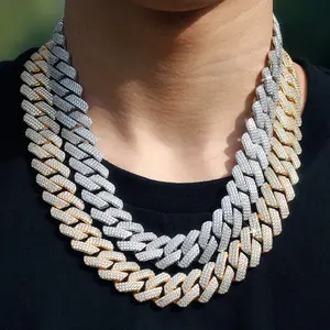 1PC lced Out Cuban Link Chain 12MM ProngRhombus Diamond Cuban Chain Hip HopChoker Necklaces Women Men Jewelry