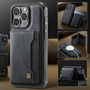 Wireless Charging Magnetic Rfid Credit Card Holder, Detachable Case with Stand, Fits iPhone 14/16e/15/14/13 Pro Plus Promax