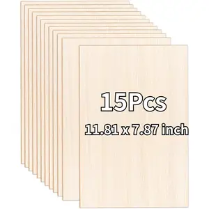 15CS 11.81 x 7.87 inch Wood Squares Unfinished Square Wood Pieces for Crafts,Painting, Writing, DIY Supplies, Engraving and Carving, Home Decorations floor stickers installation stick
