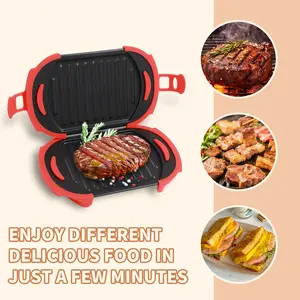Adjustable Microwave Grill Panini Press Machine, Sandwich Toaster Oven, Panini Press for Toasts, Waffles, Sandwiches, Grilled Meat, Toastie Machine