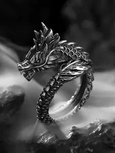 Vintage Zodiac Dragon Ring, Realistic Scale Design, Hip Hop Punk Casual Ring, Punk Style Ring, Fashion Street Dance Accessory, Perfect Gift