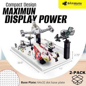 Extra Large Building Brick Display Shelves (Set of 2) for Proudly displaying Your Lego masterpieces! Compatible with All Toy Brick Brands!
