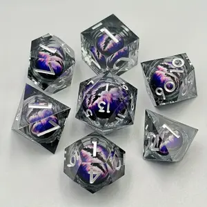 7Pcs New Dragon King's Eye Multi-sided Dice Set Resin Digital Dice for Role-playing Table Games Party Game Accessories Dragon King Series D4 D6 D8 D10 D12 D20