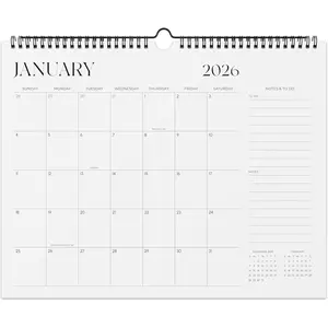 Wall Calendar 2026-2027, 18 Month  Calendar from January 2026 to June 2027, 15" x 12", -Wire Binding, Minimalist Black & White Design for , Office, School