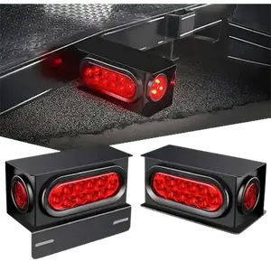 Trailer Light Box Kit | 6 Inch Oval Red Tail Lights | 2 Inch Round Red Side Marker Lights