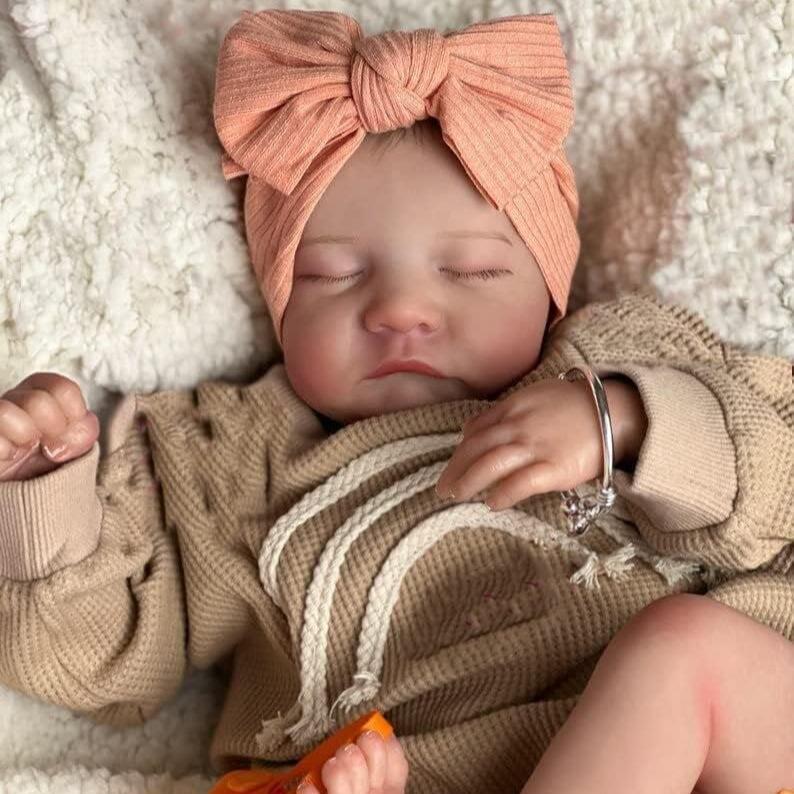 19 Inch Realistic Reborn Baby Dolls with Soft Cloth Body Sleeping Lifelike Reborn Baby Dolls Birthday Gift for Kids Age 3+(2 set of clothes)