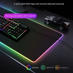 Large Extended Gaming Mouse Pad with Multiple RGB Lighting Modes, Rubber Non-Slip Base, Wear-Resistant LED Desk Mat, Ideal for Home, Office, Gaming and Esports