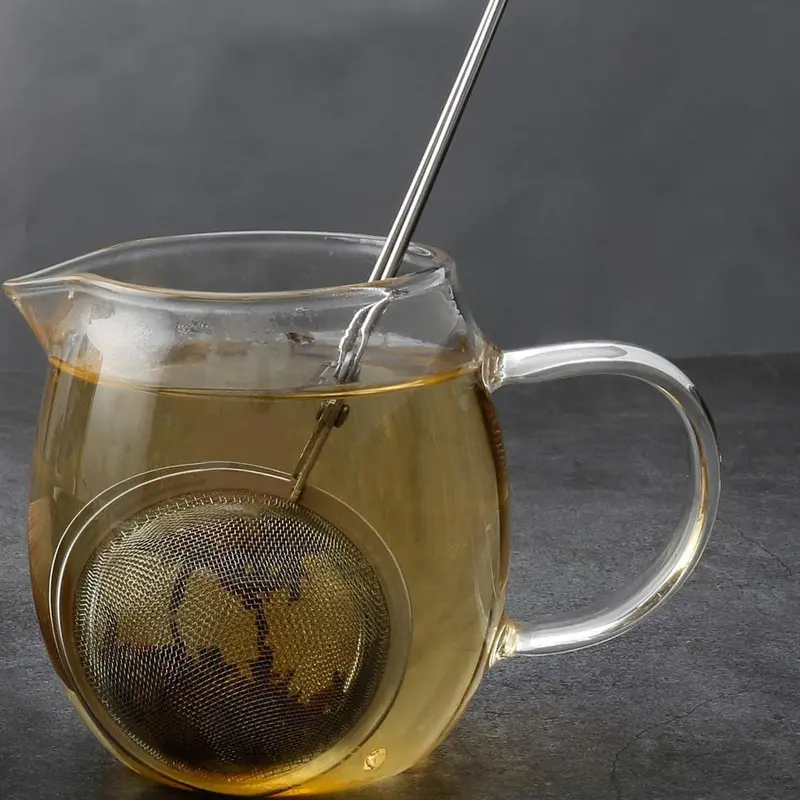 Stainless Steel Tea Strainer, 1 Count Round Metal Tea Infuser for Loose Leaf Tea with Handle, Portable Kitchenware Tea Making Tool for Home Office Use, Boyfriend Gifts, Gifts for Girlfriend, Men Gifts, Tea Tools