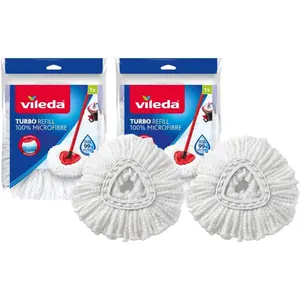 Vileda EasyWring and Clean Turbo Classic Microfibre Mop Refill Head, Pack of 2