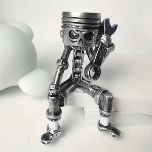 Resin Wrench Robot Ornament, Retro Mechanical Design, Ideal for Indoor & Outdoor Decor, Perfect Gift for Christmas, Halloween, Birthdays