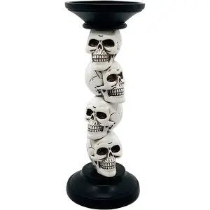 Halloween Indoor Decoration Pillar Candle Holder Skull Candle Holder Ghost Decoration Black Taper Candle Holder