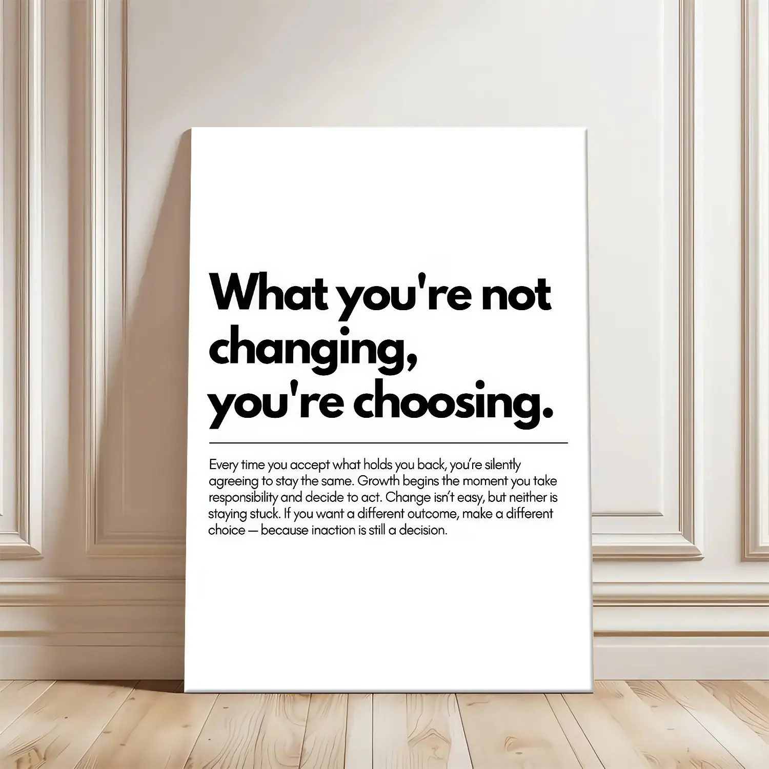 Minimalist Inspirational Wall Art - Waterproof Wood-Framed Typography Motivational Quote Canvas Print, Multi-Size Wardrobe Military Plaid Polka Dot Houndstooth Decor for Home Office, Bedroom