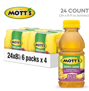 Mott’s 100% Pineapple Passion Fruit Juice Blend, 8 fl oz bottles, 24 Count (4 Packs Of 6)
