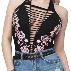 Dusty Rose Festival Concert Slashed Tank Top