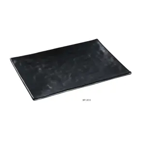 212 MAIN Yanco BP-2012 Black Pearl-1 12-in. Rectangular Black Dinner Plate, 12-Piece Tableware Set