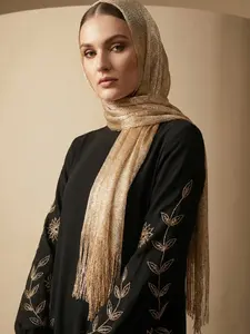 Women's Single Color Sequined Fringe Fashion Shawl Wrap, Versatile Beach Scarf, Modest Daily Party Accessory