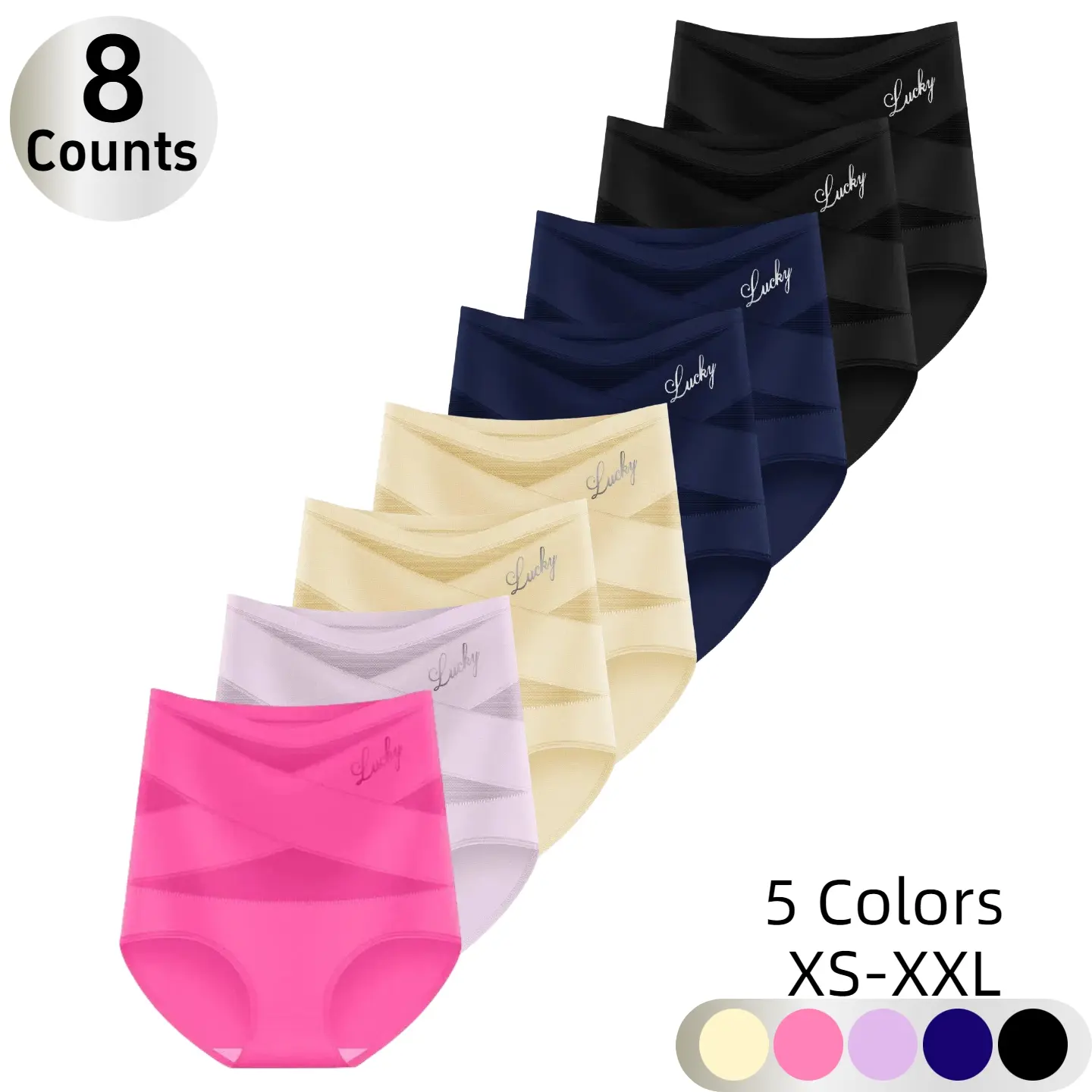 8 Pcs 2 Black 2 Blue 2 Beige 1 Purple 1 Pink