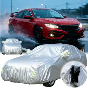 For Honda Civic Full Car Cover 6 Layers Waterproof All Weather Protection Silver Weatherproof Design Indoor Outdoor Use with UV & Dust Protection Full Exterior Coverage for Car