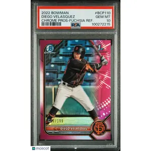 2022 Bowman Chrome Prospects Diego Velasquez Fuchsia Refractor /199 PSA 10