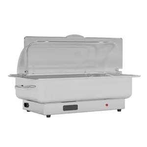 [fathers day gift]Electric Heat Preservation Buffet Set - 9 Quart Stainless Steel Food Warmer, Rolling Cover Top, Adjustable Temperature, Portable Buffet Service Equipment, Suitable for Catering Service, Weddings, and Parties