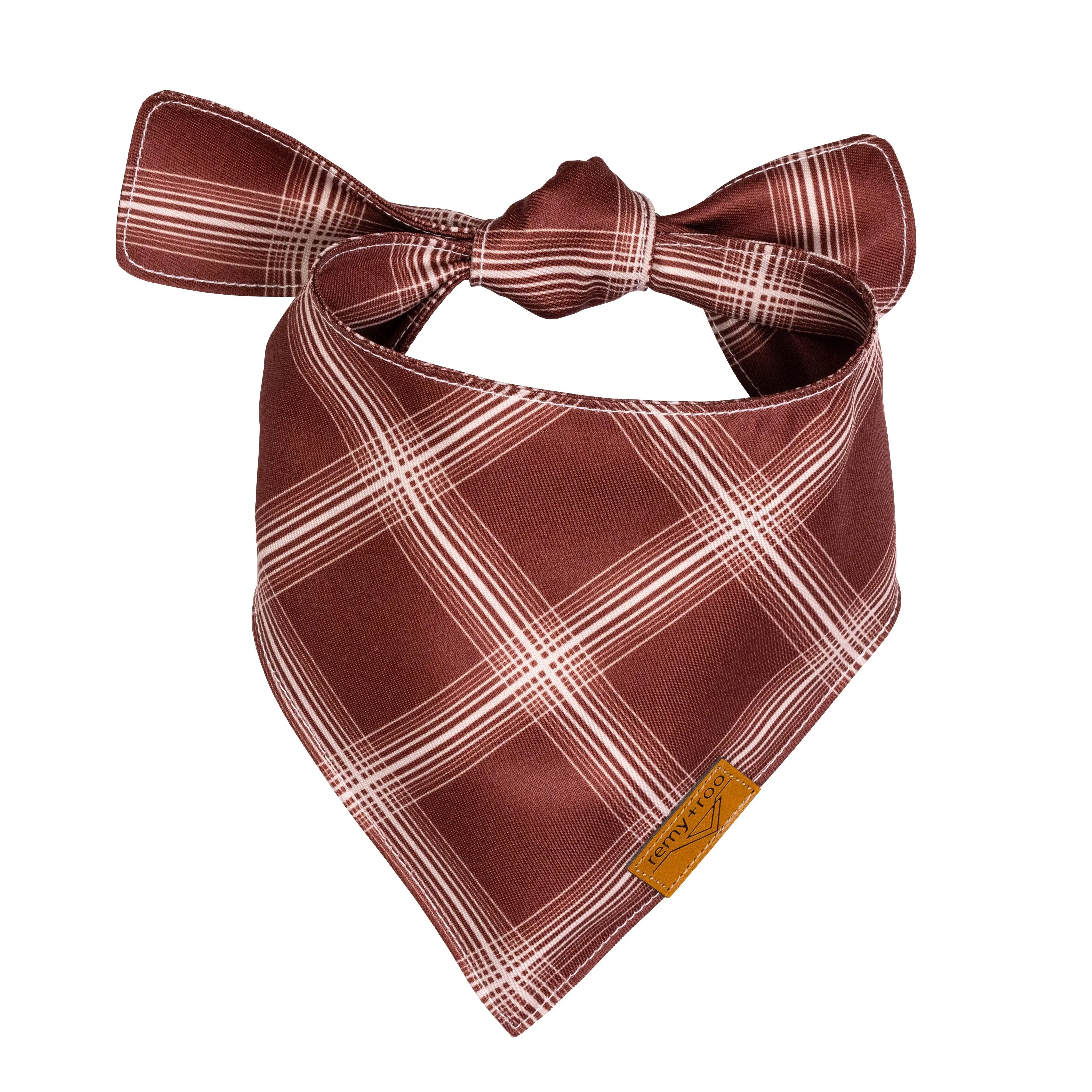 Remy Roo Spice Plaid Dog Bandanas | Premium Durable Adjustable Polyester Fabric | Patented Shape Boy Dog Bandanas | Christmas Gift