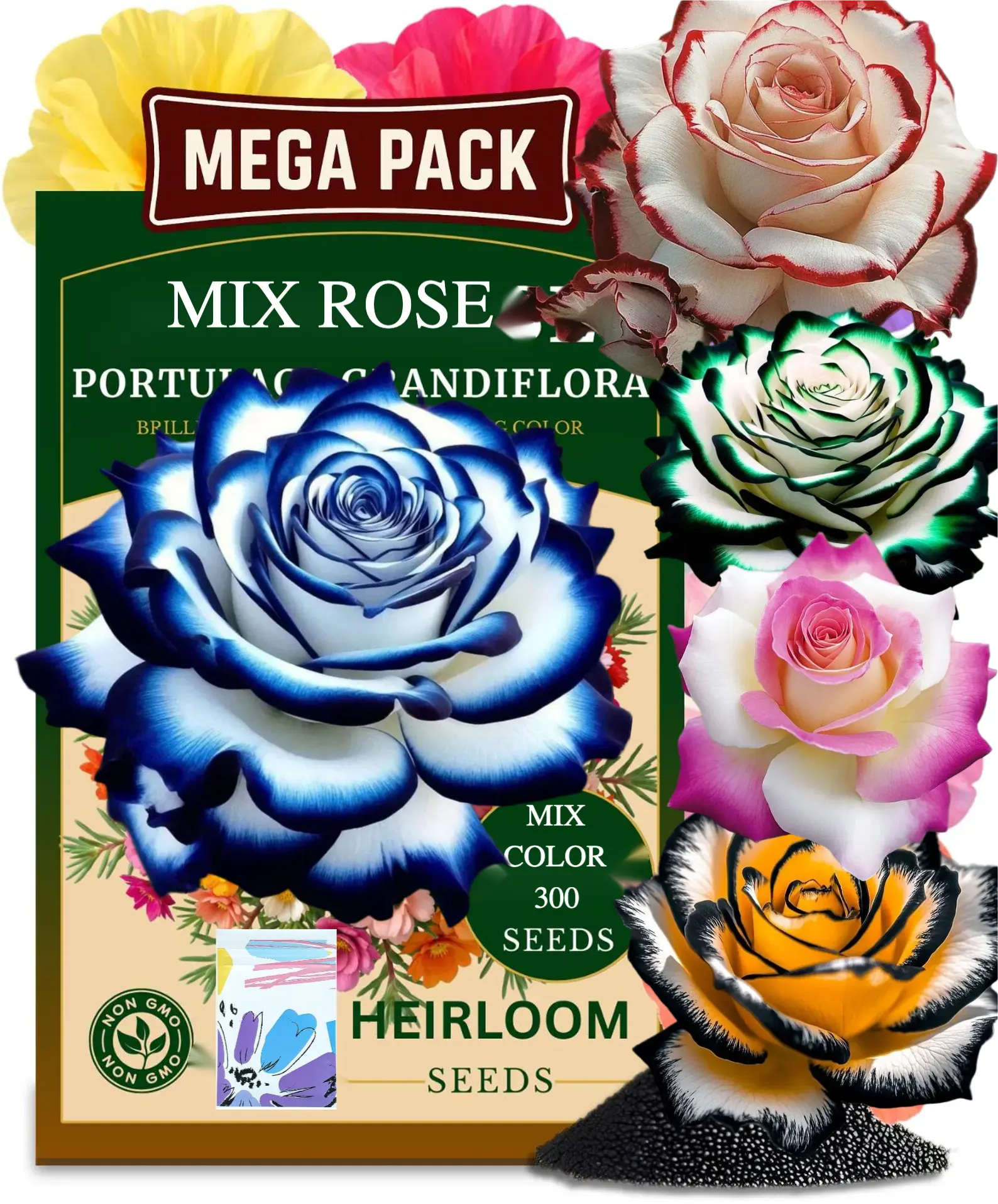 300 Mix Colorful Rose Seeds Rainbow Rose for Easy Garden Growth  Flowers All Seasons Perfect for Beginners & Experienced Gardeners