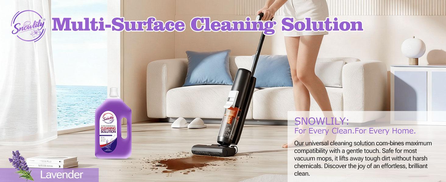 Snowlily Lavender Scented Floor Cleaner Refill, 84.53 fl oz/2.5L Concentrated Low-Foam Cleaning Solution, No Residue, Long-Lasting Fragrance, Versatile for Regular Mops & All Robot Vacuums-Cordless Floor Washers-Mop Vacuums, Home Essential Surface Cleaner
