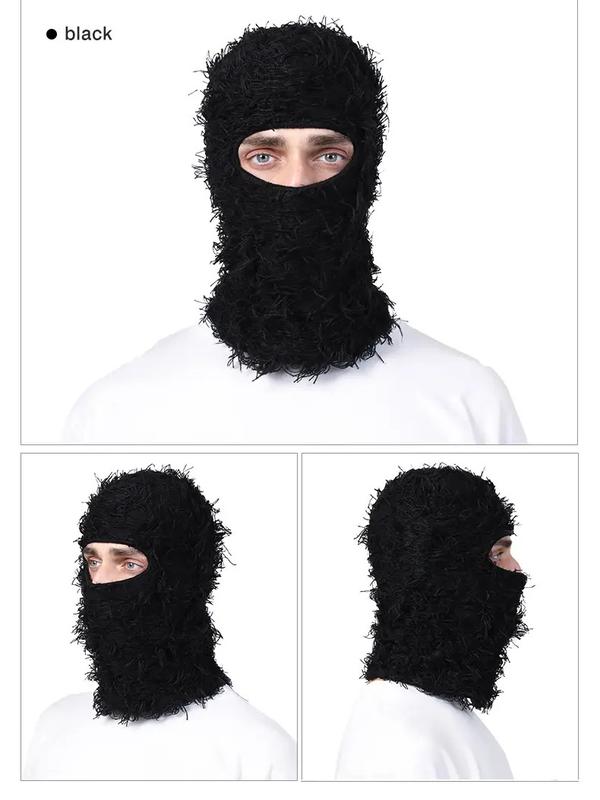 Solid Color Fuzzy Balaclava Mask Warm Windproof Thermal Ski Mask Full Face Cover for Winter Sports Outdoor Knit Headgear for Men Women