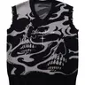 Men's Gothic Skull Cross Embroidered Knit Sweater Vest, Knitted Vest, Casual Round Neck Pullover for Fall & Winter, Trendy Street Fashion